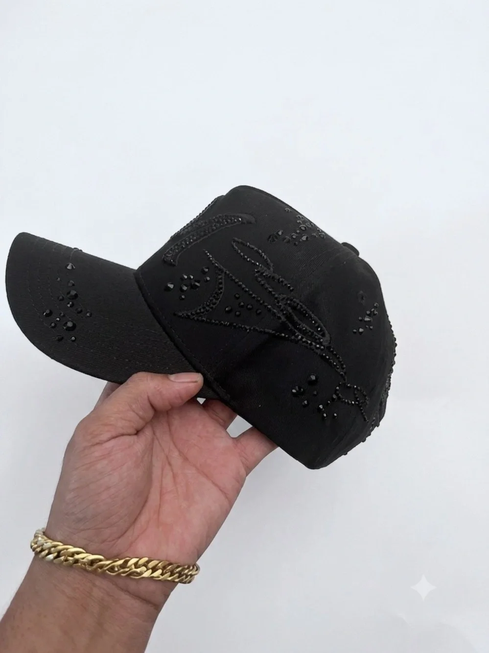 MZ Hatsss Black Rhinestone Streetwear Ha
